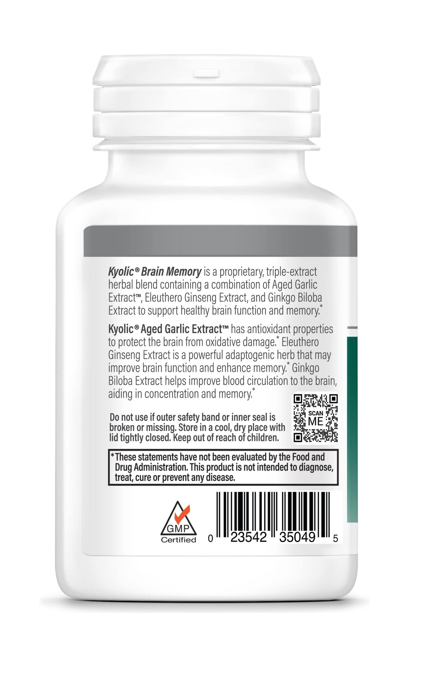 Kyolic Specialty Series Brain Memory - Concentration & Recall, 90 Capsules | Aged Garlic Extract + Ginkgo Biloba