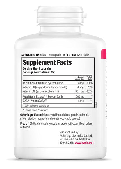 Kyolic Aged Garlic Extract Formula 101 – Stress & Fatigue Relief, 300 Capsules