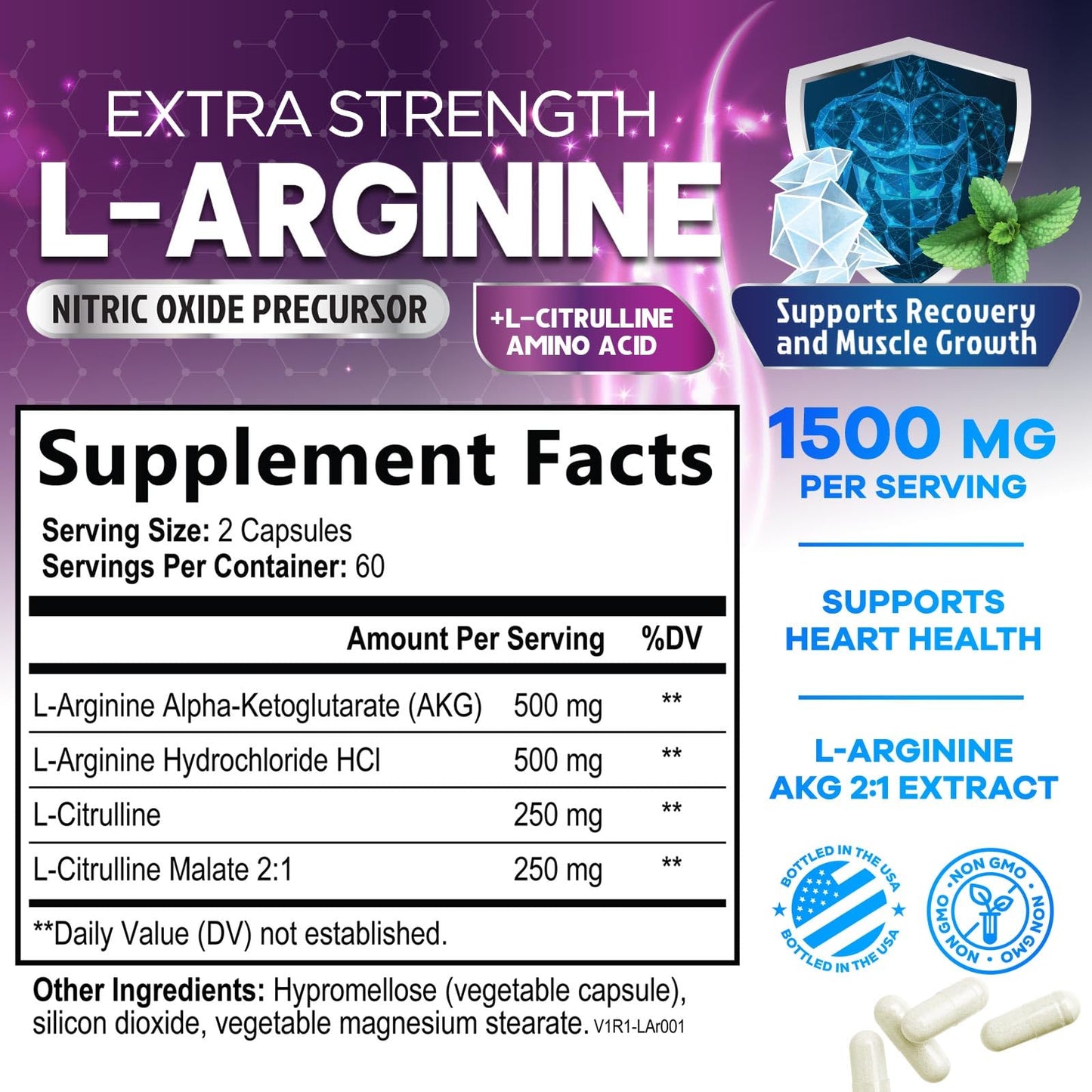 L-Arginine 1000mg Supplement – Heart Health & Energy Booster | 120 Capsules