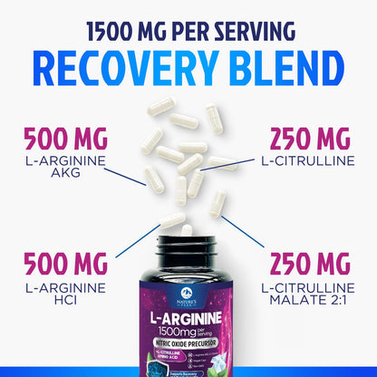L-Arginine 1000mg Supplement – Heart Health & Energy Booster | 120 Capsules