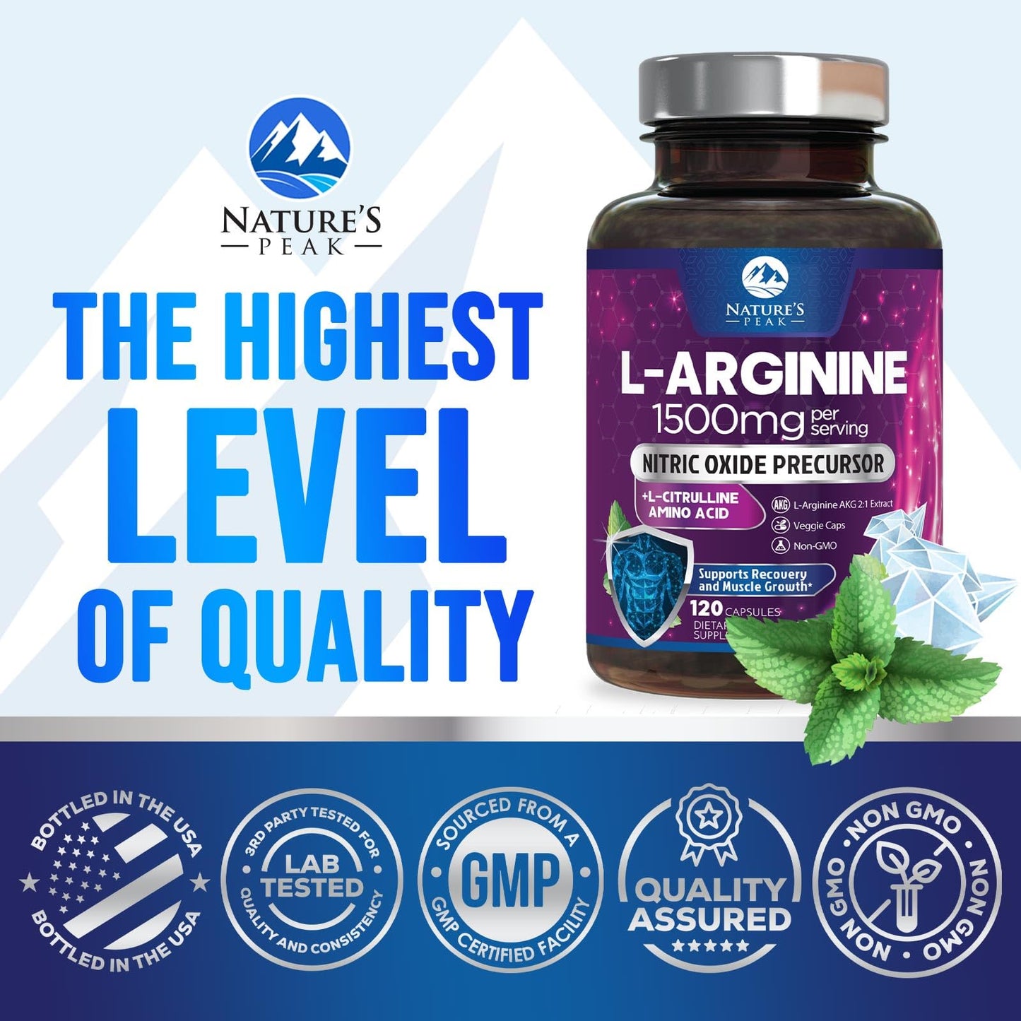 L-Arginine 1000mg Supplement – Heart Health & Energy Booster | 120 Capsules