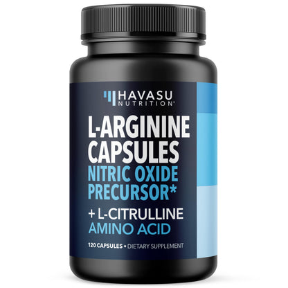 L-Arginine & L-Citrulline Capsules – Nitric Oxide Boost, 120 Count – Vegan