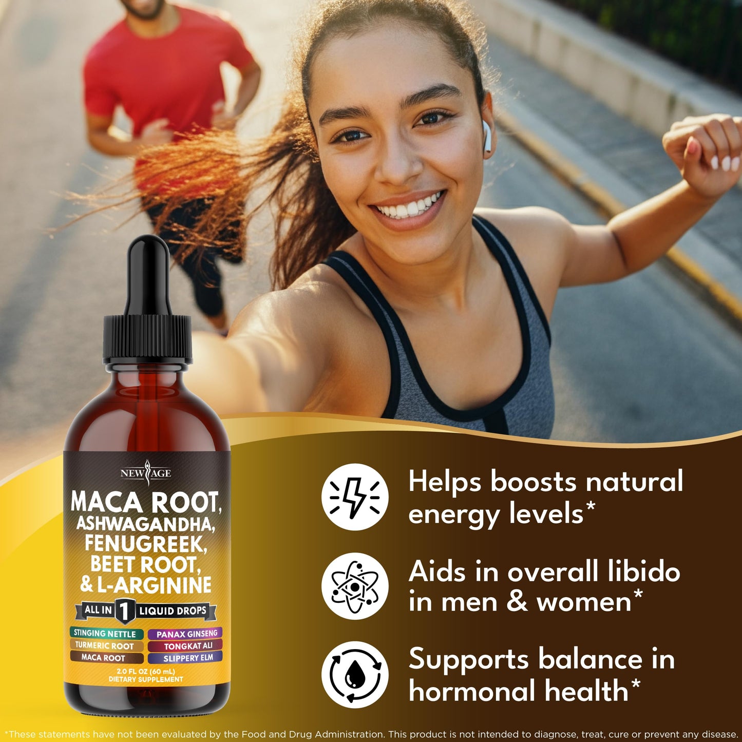 Organic Maca Root Liquid Drops with Ashwagandha – For Women & Men