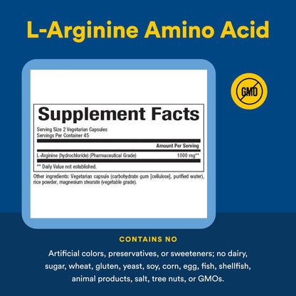 Natural Factors - L-Arginine, Supports Muscle Metabolism, 90 Vegetarian Capsules