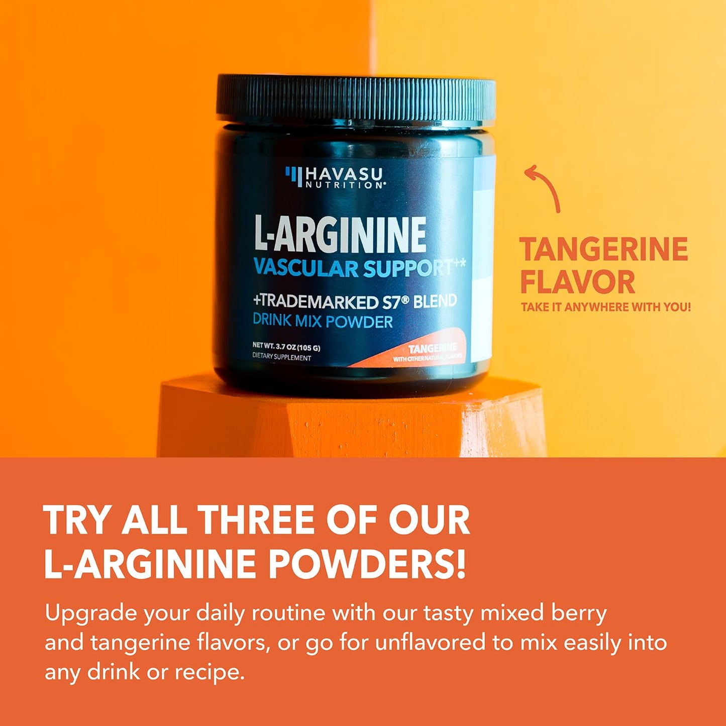L-Arginine Powder – Tangerine Flavor with L-Citrulline & Beet Root | 30 Scoops