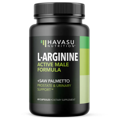 L-Arginine 500mg & Saw Palmetto 500mg - Prostate Health & Nitric Oxide Support (60 Count)