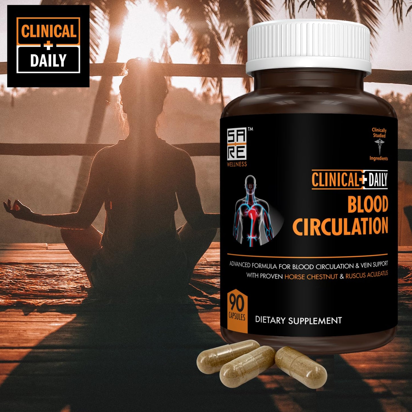 Blood Circulation Support - Butchers Broom, Horse Chestnut, Cayenne, Diosmin (90 Caps)