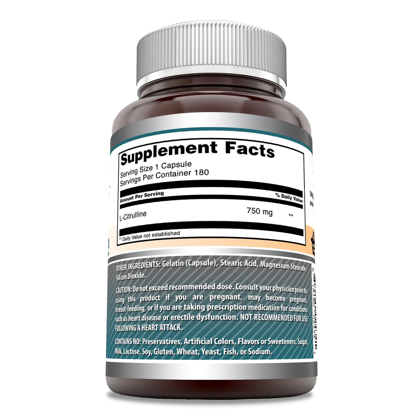 Amazing Formulas L-Citrulline 750 mg | 180 Capsules | Non-GMO & Gluten-Free | Made in USA