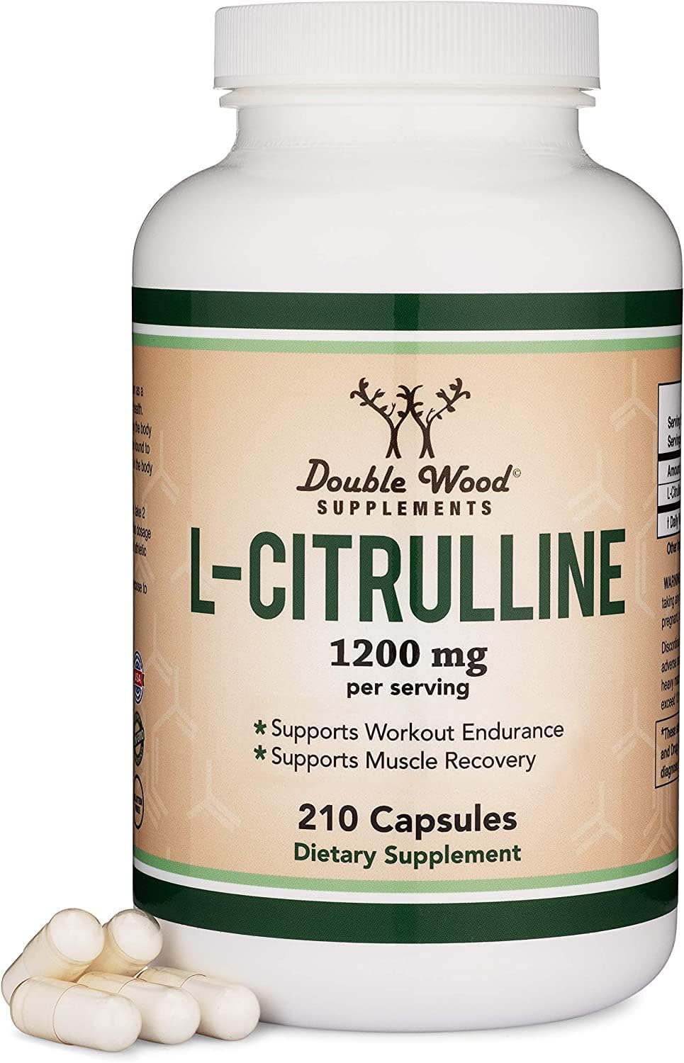 L Citrulline 1200mg Capsules – 210 Count | Nitric Oxide Booster | Double Wood