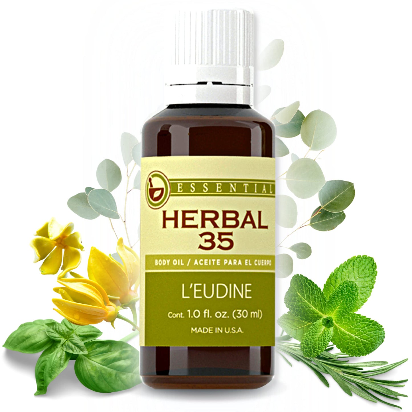 L’EUDINE Herbal 35 Essential Oil Diffuser & Skin – Aromatherapy, 1 Fl Oz
