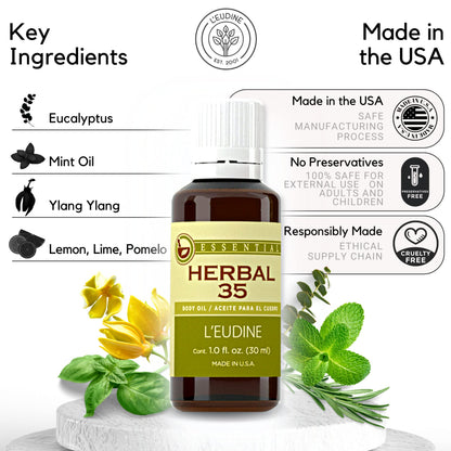 L’EUDINE Herbal 35 Essential Oil Diffuser & Skin – Aromatherapy, 1 Fl Oz