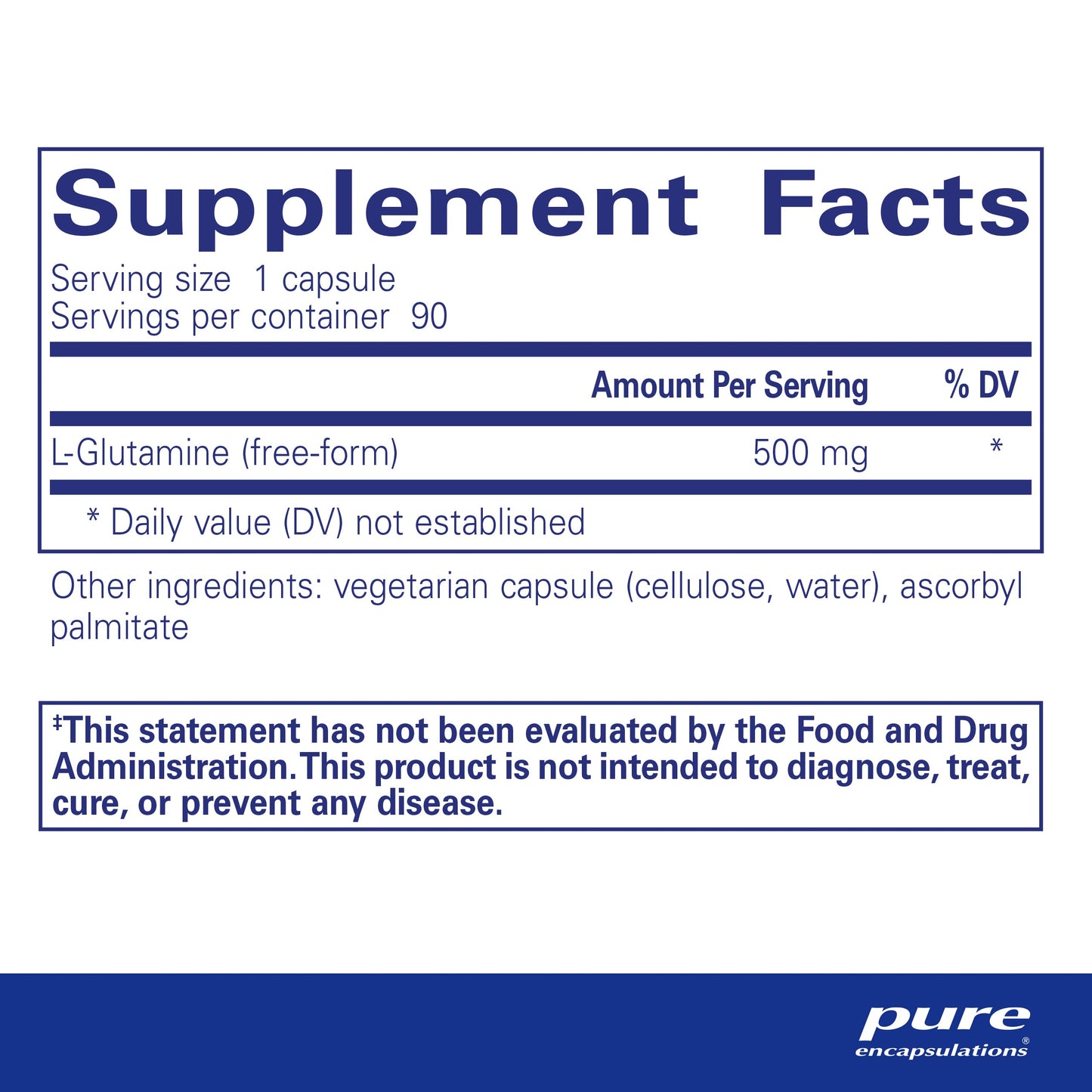 Pure Encapsulations L-Glutamine 500 mg | Immune & Digestive Support • 90 Capsules
