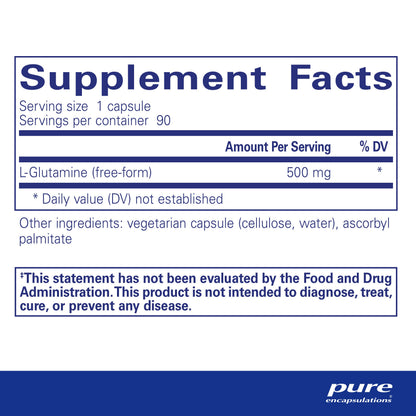 Pure Encapsulations L-Glutamine 500 mg | Immune & Digestive Support • 90 Capsules