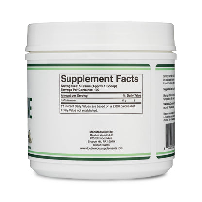 L-Glutamine Powder 1.1lbs (100 Servings) Unflavored - Keto & Vegan | Double Wood