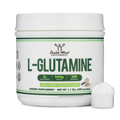 L-Glutamine Powder 1.1lbs (100 Servings) Unflavored - Keto & Vegan | Double Wood