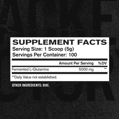 Jacked Factory L-Glutamine Powder – 100 Servings | Vegan Fermented, Unflavored