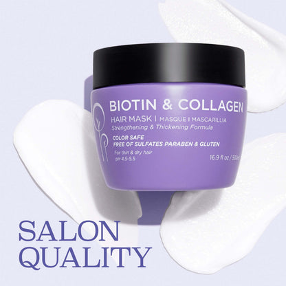 Luseta Biotin & Collagen Hair Mask – Deep Conditioning for Damaged Hair (16.9 oz)