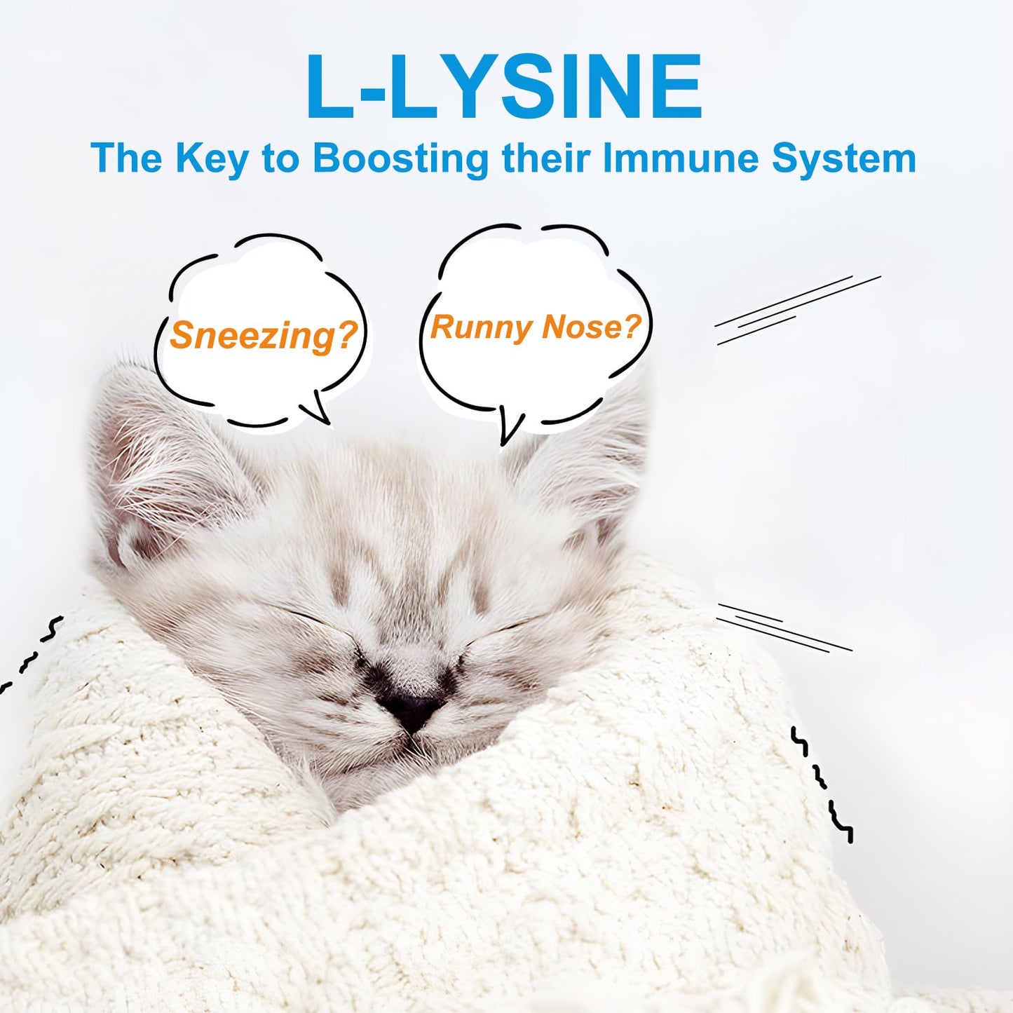 L-Lysine for Cats – 900mg (2 Scoops) Immune Support, Eye & Respiratory Health – 4.23oz (120g)