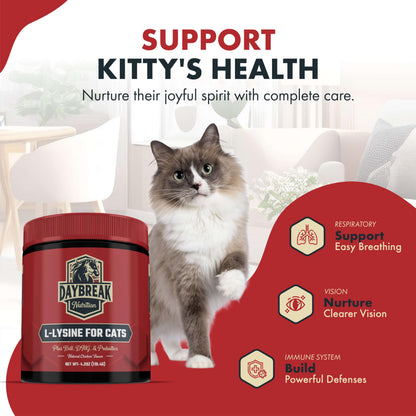 L-Lysine for Cats & Kittens - 900 mg Powder for Immunity & Respiratory Support
