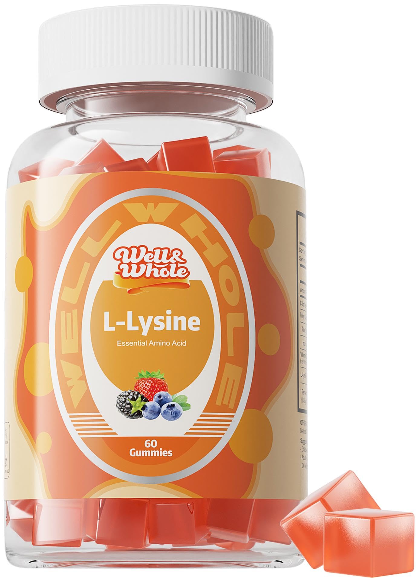 L-Lysine Gummies 1000mg – Lip & Cold Sore Support for Women, 60 Count – Vegan, Non-GMO