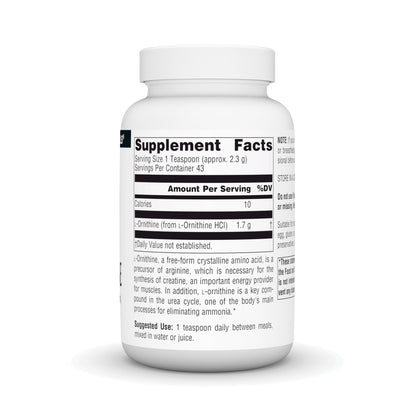 Source Naturals L-Ornithine Free-Form Amino Acid Powder for Muscle Support - 100 Grams