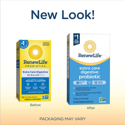 Renew Life Extra Care Go-Pack Probiotic Capsules – 30B CFU, Immune & Digestive Support
