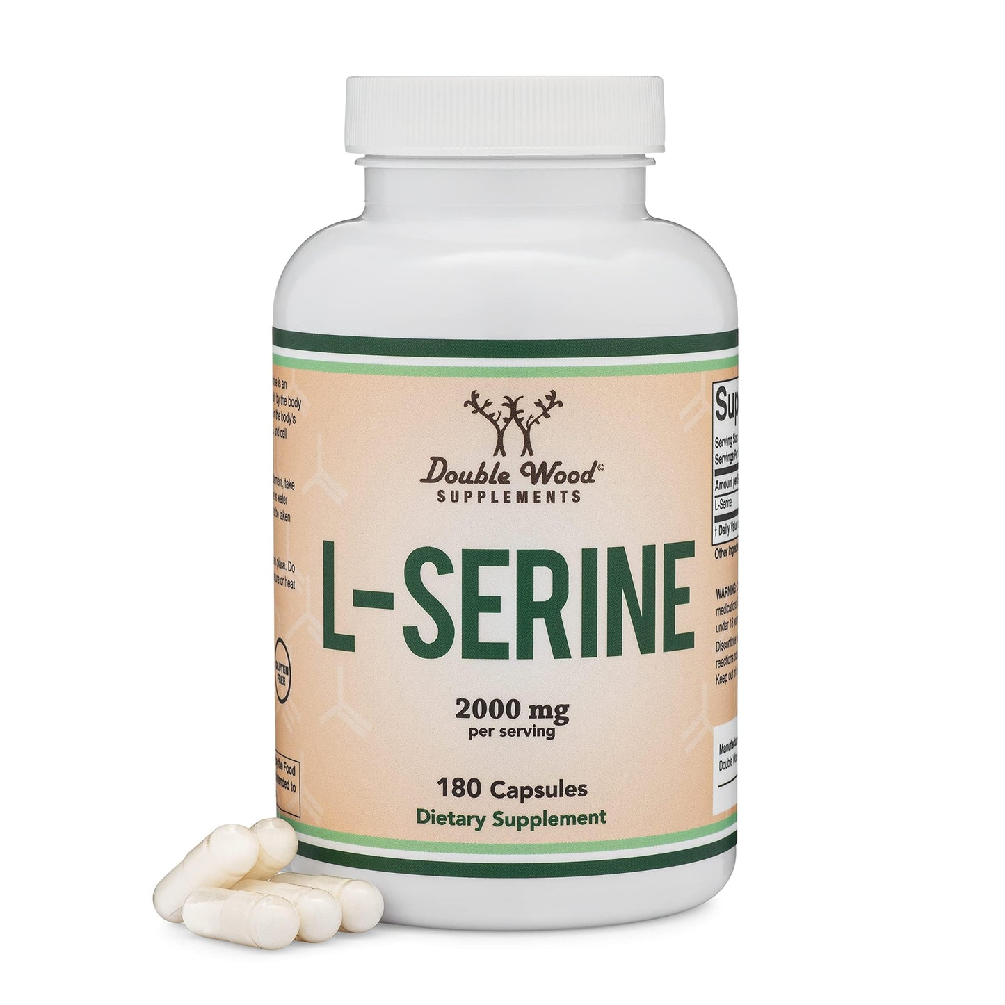 L-Serine Capsules 2,000 mg – 180 Count | Third-Party Tested | Double Wood