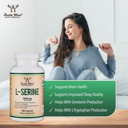 L-Serine Capsules 2,000 mg – 180 Count | Third-Party Tested | Double Wood