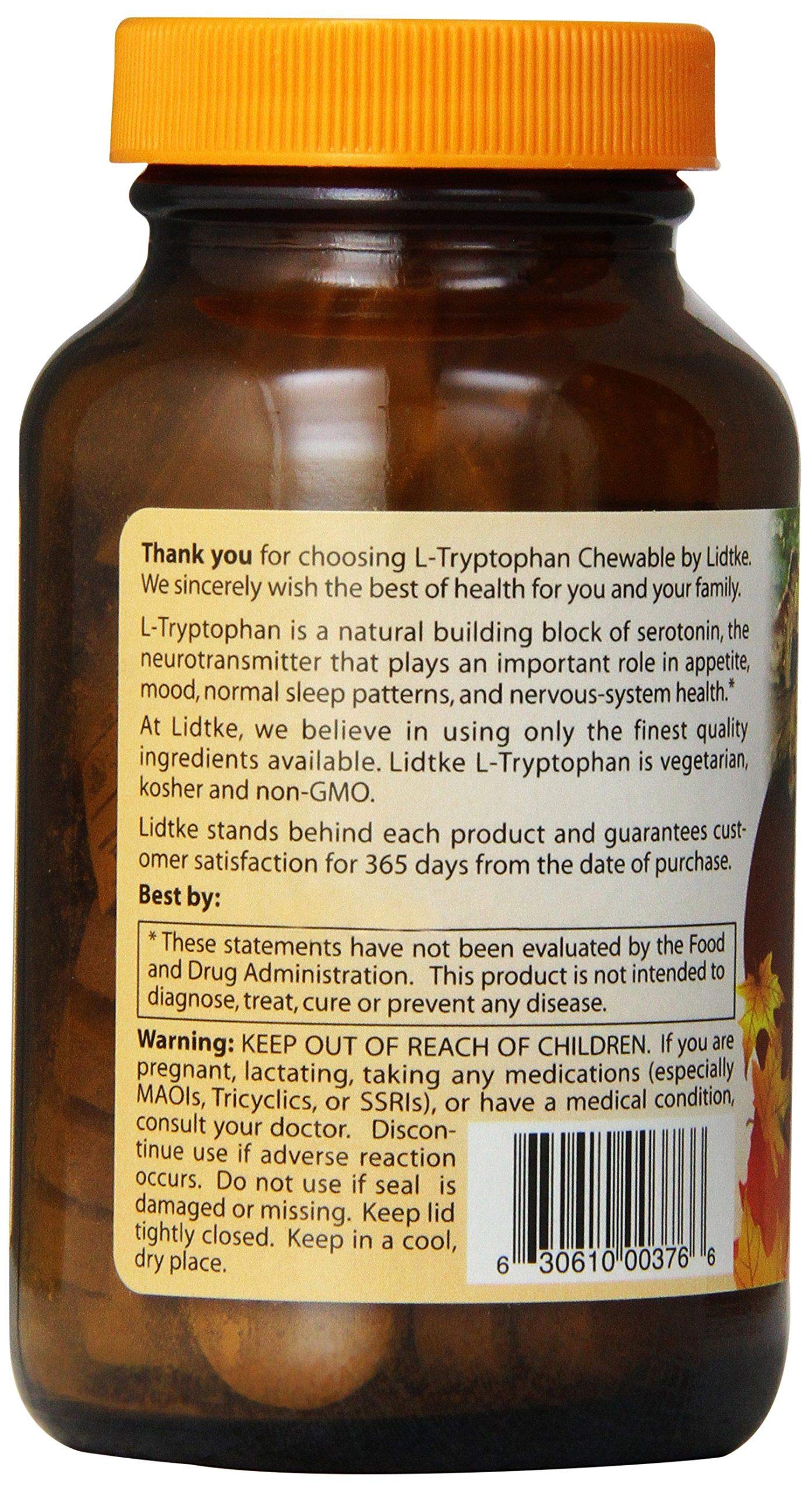 Lidtke L-Tryptophan Chewable Tablets, 60 Count | Lidtke Technologies