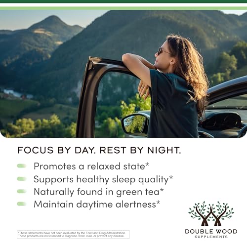 L-Theanine 200mg Double Strength – 120 Caps – Sleep & Relaxation | Gluten Free, Vegan | Double Wood