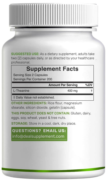 L-Theanine 400mg – 400 Caps | Extra Strength Theanine for Focus & Relaxation