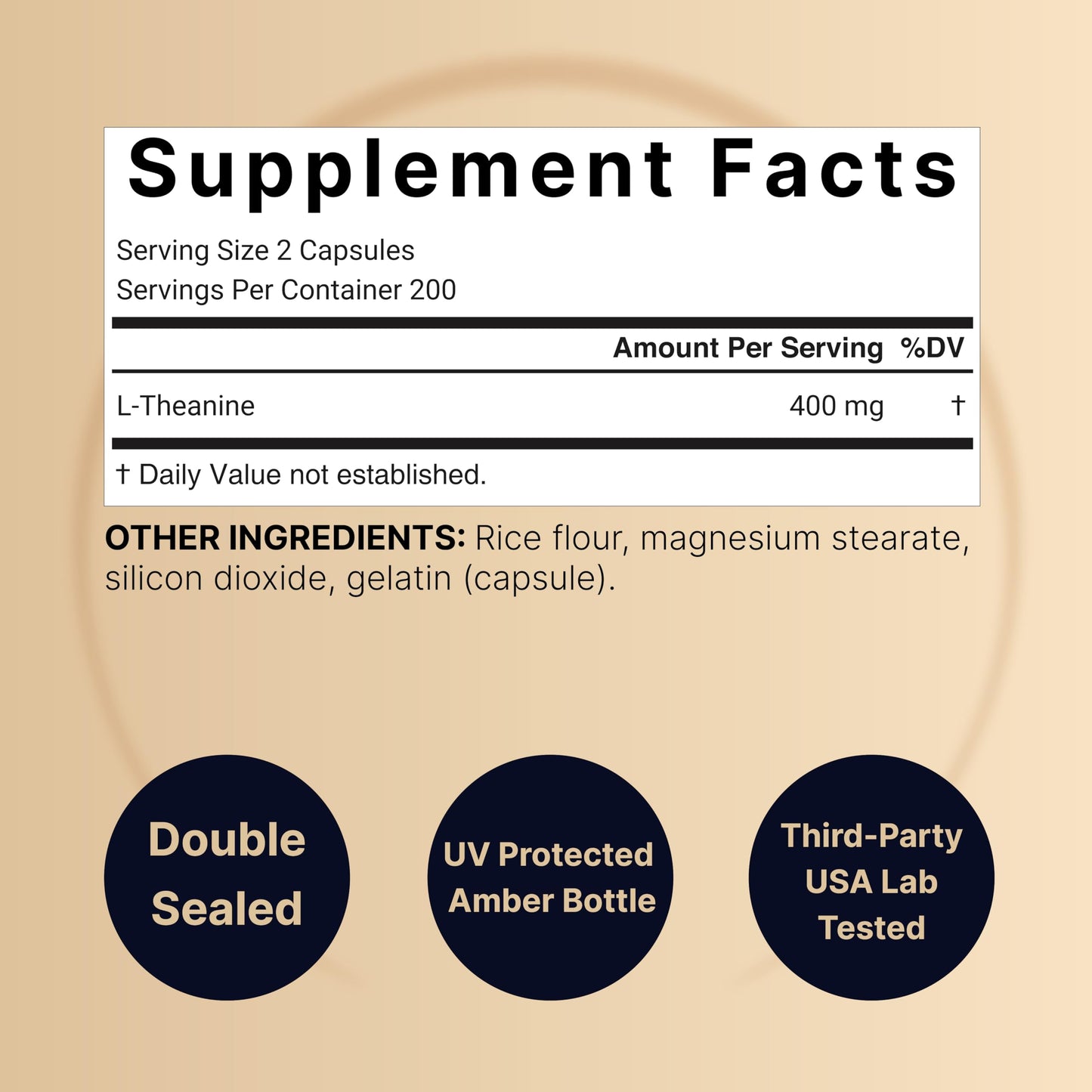 Double Strength L-Theanine 400mg - 400 Capsules | Calm & Focus