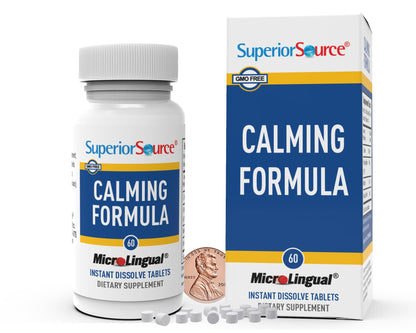 Superior Source Calming Formula with L-Theanine, 5-HTP & Melatonin - 60-Count MicroLingual Sleep Support (Pack of 2)