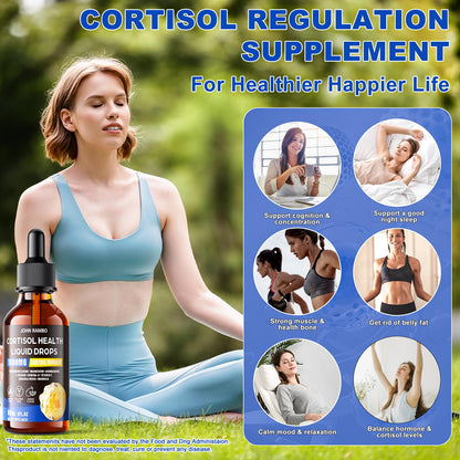 Cortisol Liquid Drops for Women & Men - Hormone Balance, Mood & Sleep (2 oz)