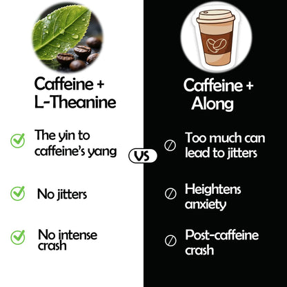 L-Theanine Caffeine Liquid Drops for Women & Men – Energy, Focus, Calm with 100mg L-Theanine, 50mg Caffeine, B12 & B6