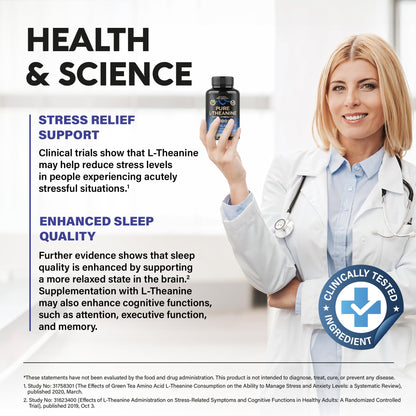 L Theanine 400 mg | L-Theanine Stress Relief | Extra Strength Supplement | Made in USA | Relaxation, Sleep & Calm Support | For Men & Women | Plant Based, Non-GMO & Gluten-Free | 120 Vegan Capsules
