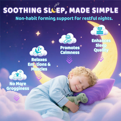 Kids Sleep Gummies - No Melatonin with Magnesium Glycinate, L-Theanine, Zinc & D3K2 | Immune Support