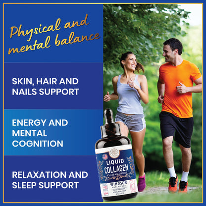 Liquid Collagen Drops with Ashwagandha & L-Theanine – 100,000 mcg, Hair, Skin & Nails, Mood & Energy – 2oz (60 Servings)