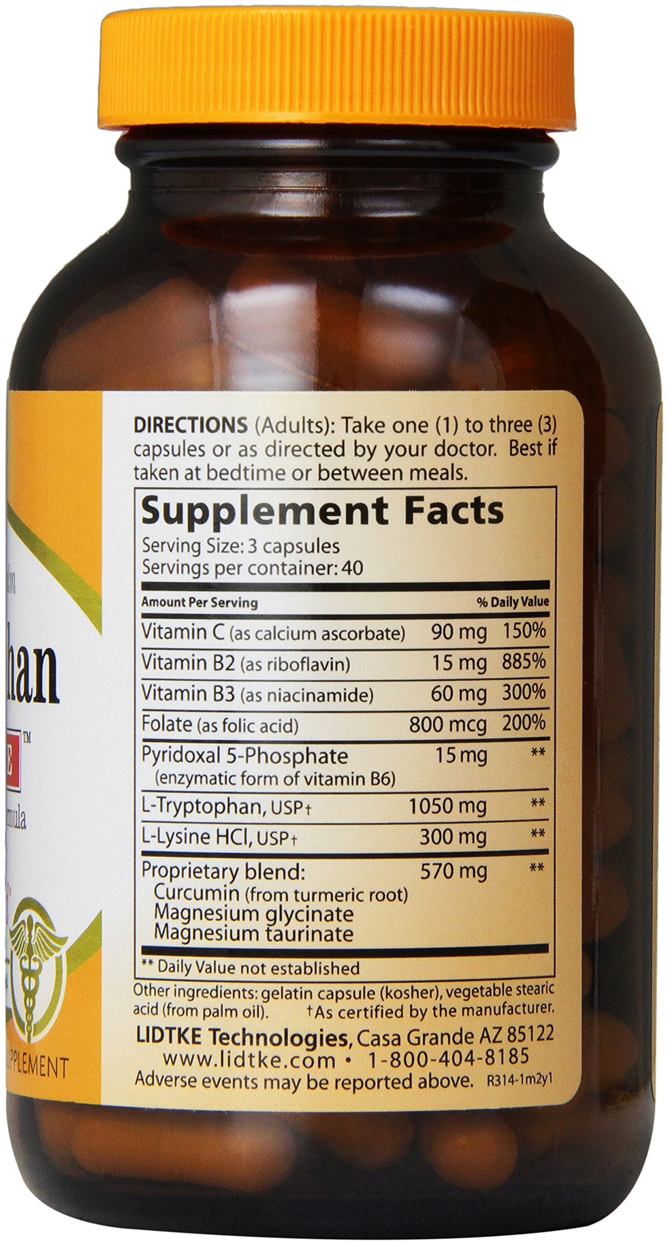 Lidtke Technologies L-Tryptophan Complete Capsules – 120 Count
