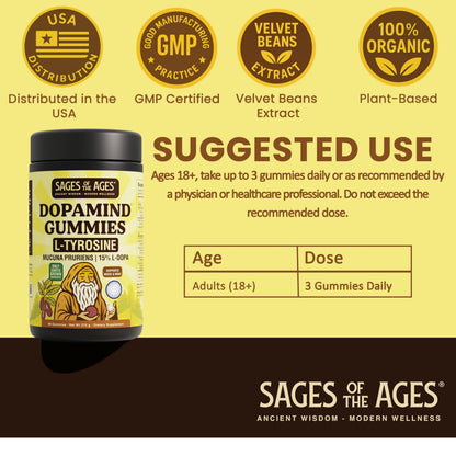 Sages Of The Ages DopaMind Gummies – Tyrosine Support for Focus & Mood