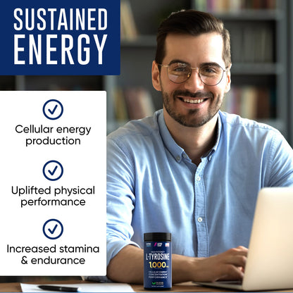 L Tyrosine 1000MG Capsules – Focus & Energy Boost | Non-GMO, Gluten-Free, Vegan, 150 Caps