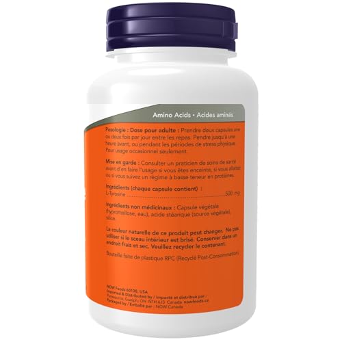 NOW Foods L-Tyrosine 500 mg - 120 Capsules | Neurotransmitter Support