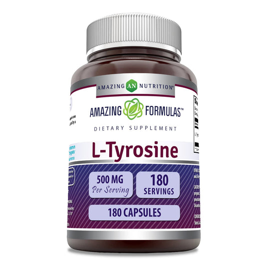 Amazing Formulas L-Tyrosine 500mg | 180 Capsules | Made in USA BritishVita | Premium UK Vitamins & Wellness Supplements