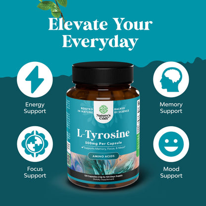 L-Tyrosine 500mg Capsules – High-Strength Nootropic for Mood, Focus & Mental Energy
