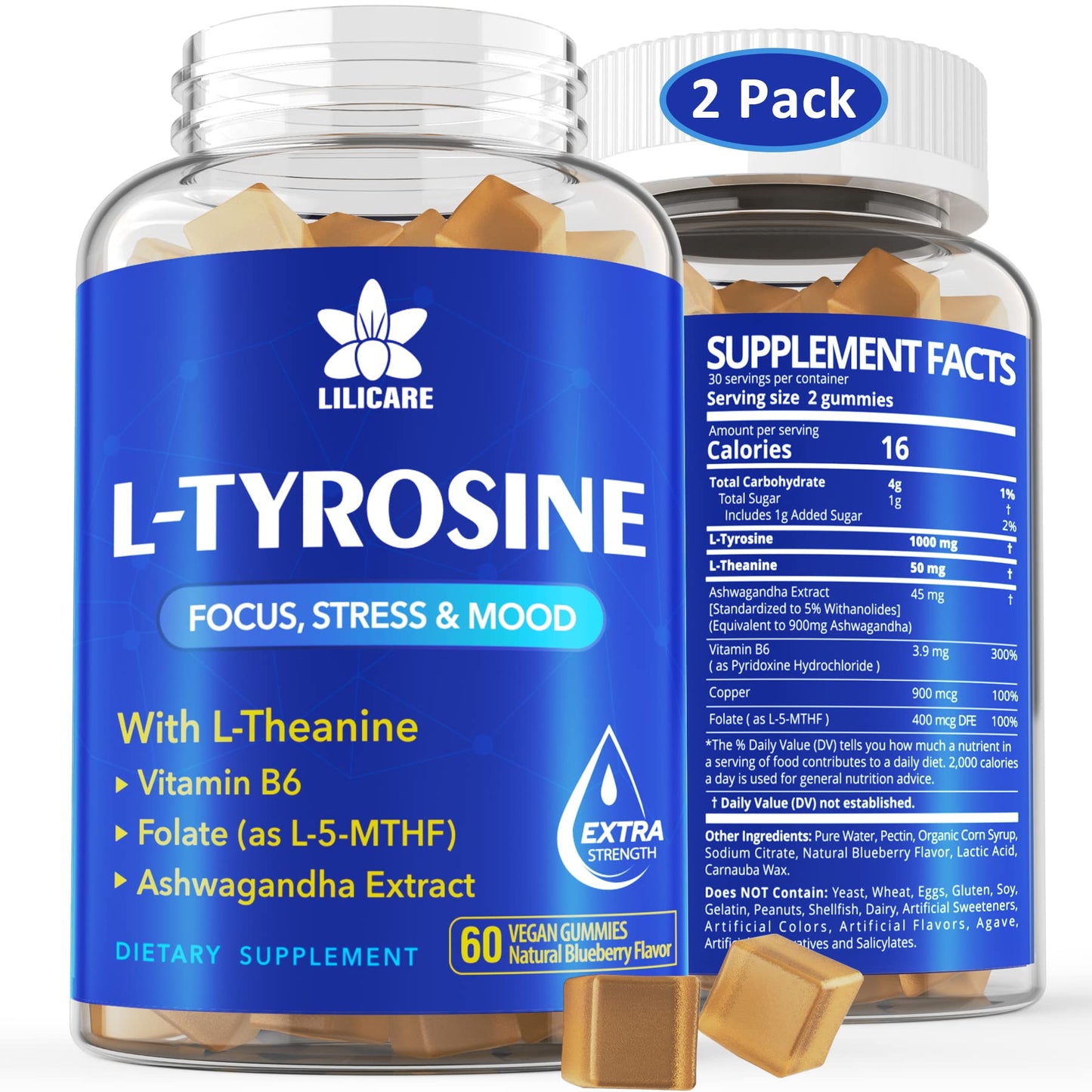 L Tyrosine Gummies 1100mg – Focus, Mood Support & Energy | 120ct