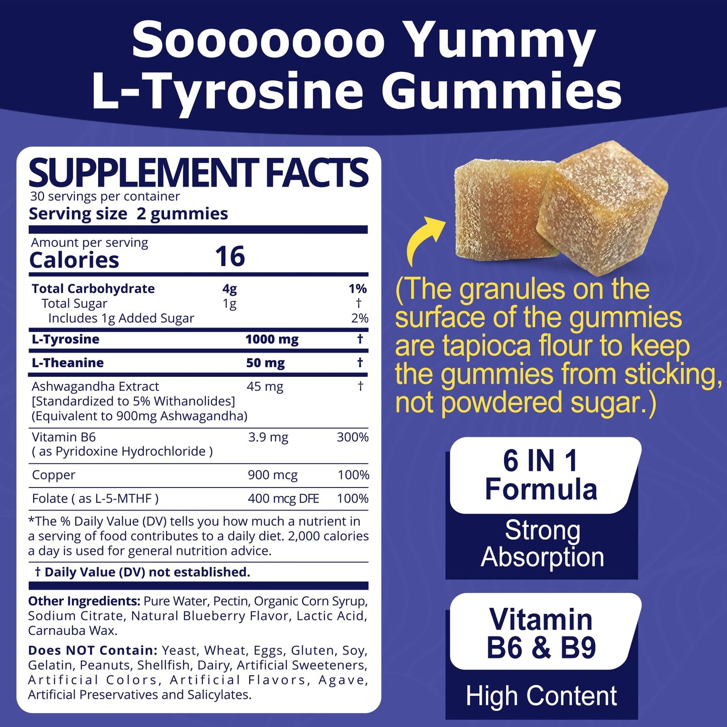 L Tyrosine Gummies 1100mg – Focus, Mood Support & Energy | 120ct