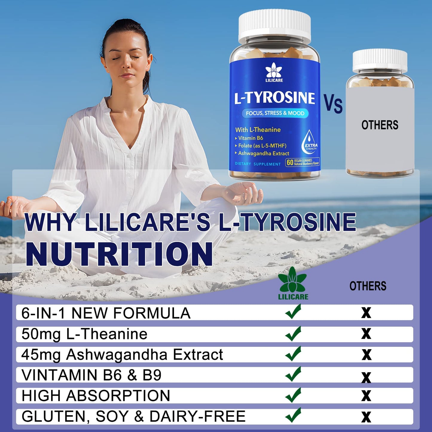 L Tyrosine Gummies 1100mg – Focus, Mood Support & Energy | 120ct