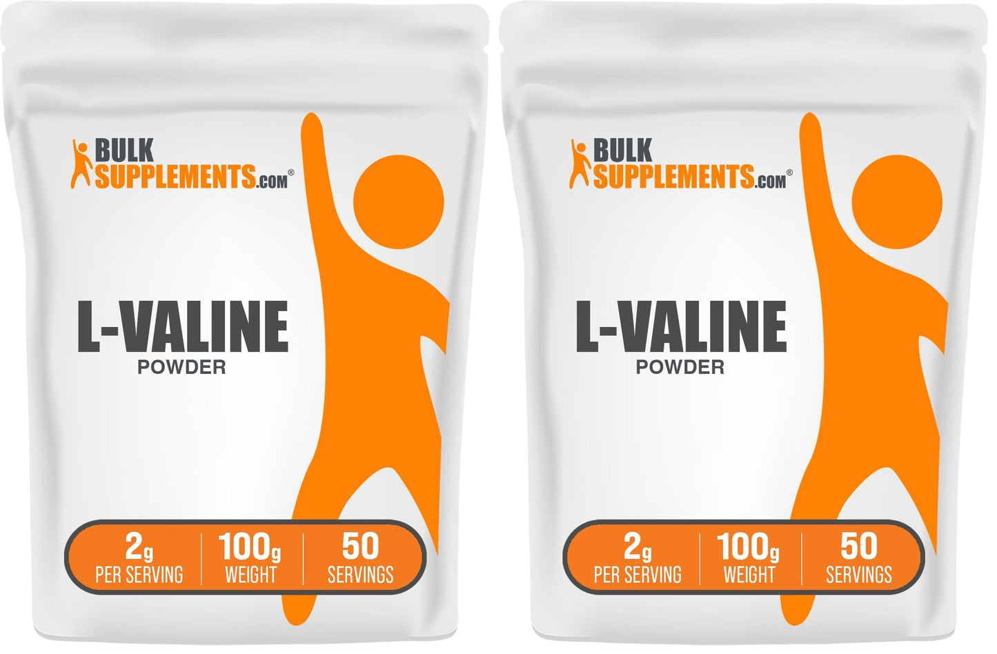 L-Valine Powder | Valine Amino Acids, BCAA, Unflavored & Gluten Free (2g/Serving, Pack of 2)