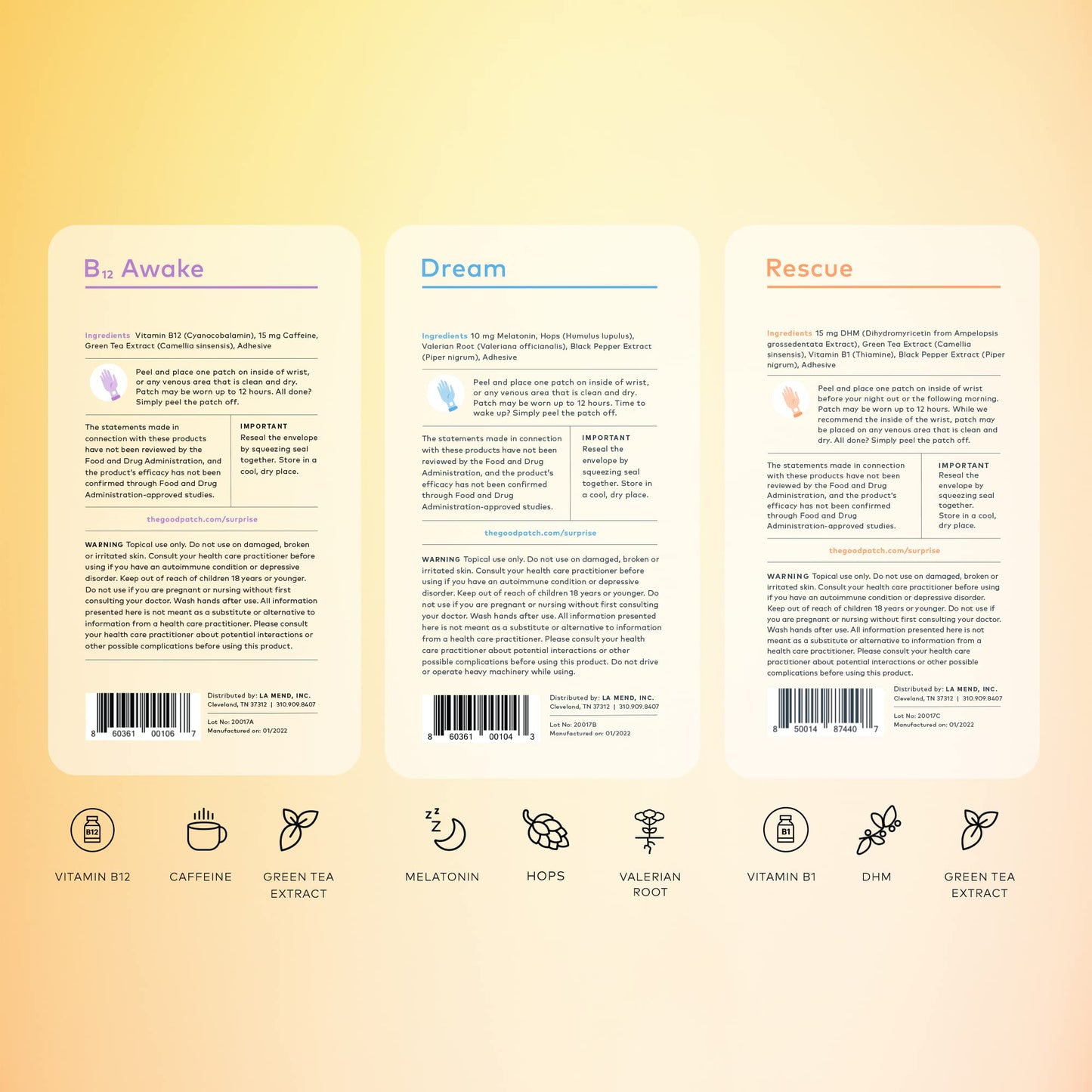 LA MEND The Good Patch Get Balance Mixed Bundle - B12 Awake, Dream, Rescue & Relax Patches