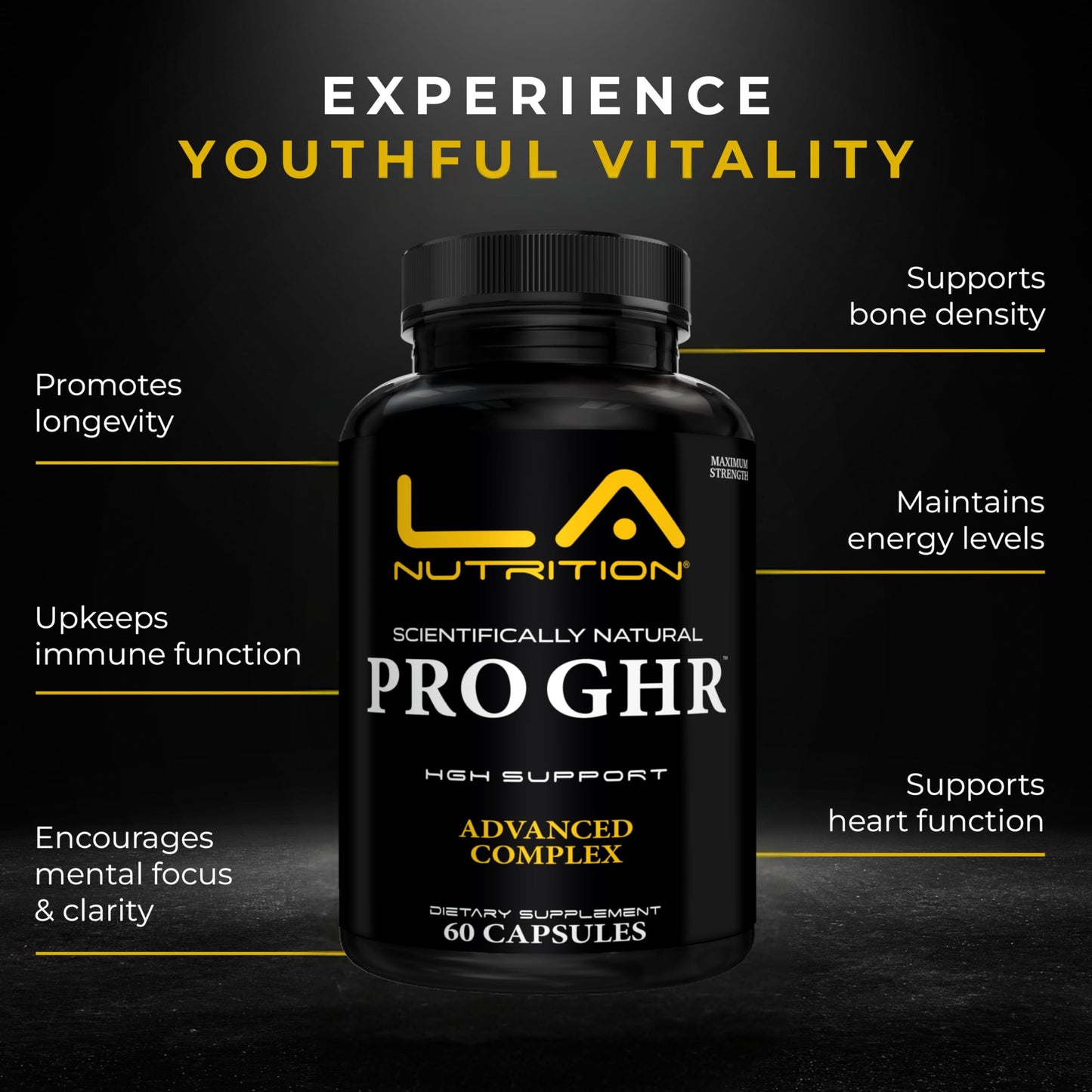 LA Nutrition HGH Supplements for Men & Women - Longevity & Immune Support - 60 Capsules